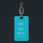 Mr. & Mrs. in Aqua | Luggage Tag<br><div class="desc">Travel in style with a custom design luggage tag! Modern and stylish tags will dress up your luggage and make it easy to quickly identity your luggage in baggage claim. Personalize this item by adding your name and contact details. Easily customize the background colour to a shade of your choice!...</div>