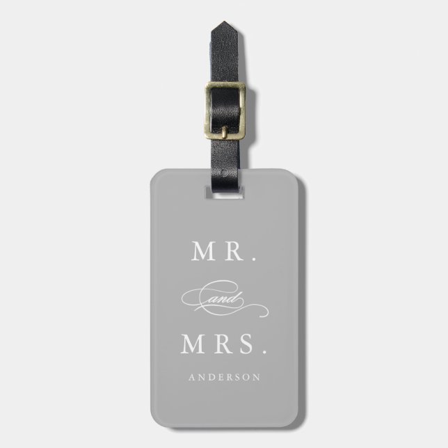 Mr. & Mrs. in Grey | Luggage Tag (Front Vertical)