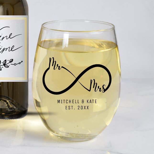 Mr & Mrs Infinity Symbol Wedding Stemless Wine Glass (Mr & Mrs Infinity Symbol Wedding Stemless Wine Glass
)
