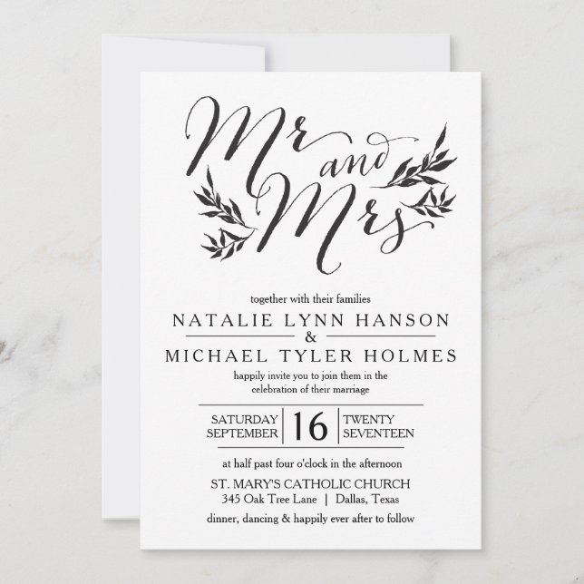 Mr. & Mrs. Kraft Rustic Wedding Invitation (Front)