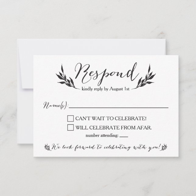 Mr. & Mrs. Kraft Rustic Wedding RSVP card (Front)
