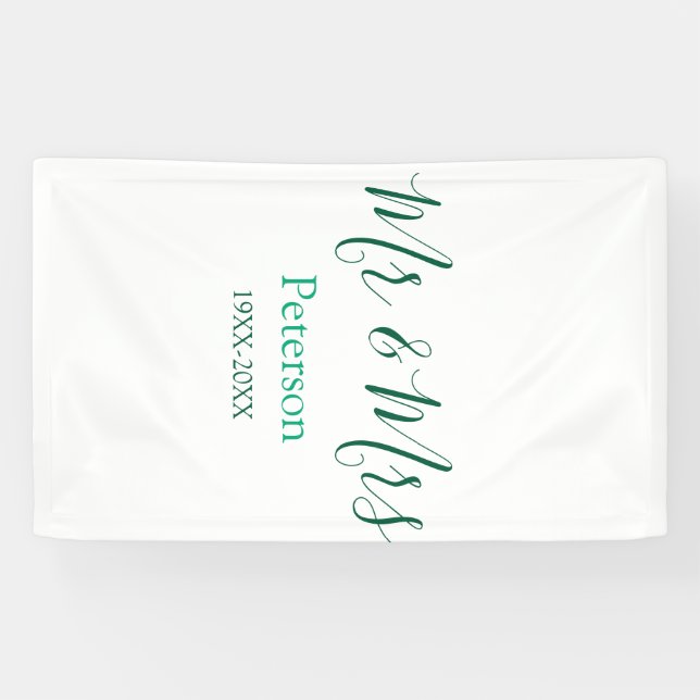 Mr & Mrs last name married year wedding engagement Banner (Horizontal)