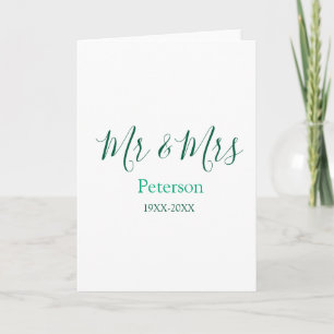 Mr & Mrs last name married year wedding engagement Card