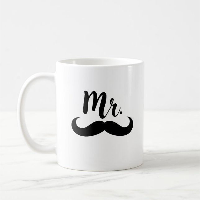 Mr. & Mrs. Lips & Moustache Couple Coffee Mug (Left)