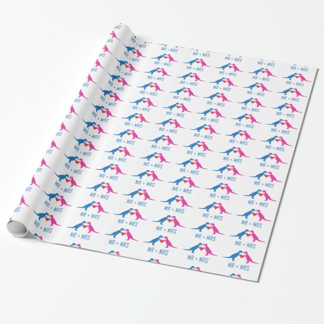 Mr+Mrs - Love Dinosaurs Wrapping Paper (Unrolled)