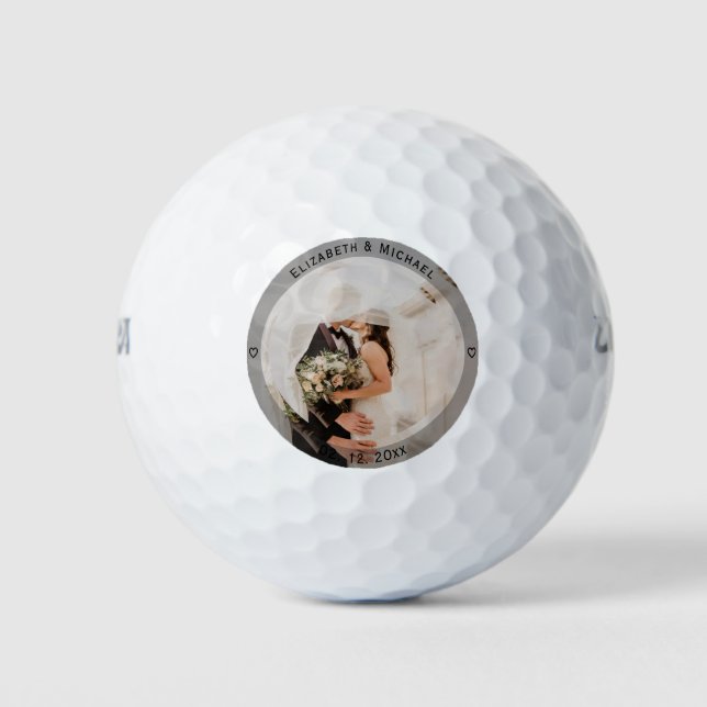 Mr & Mrs Married Couple Photo Wedding Anniversary Golf Balls (Front)