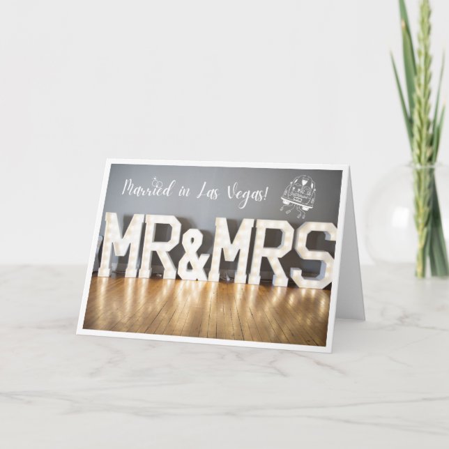 Mr & Mrs Married in Las Vegas Announcement Card (Front)