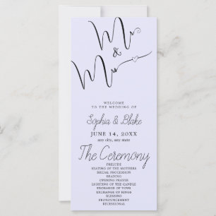 Mr & Mrs Minimalist Lavender Wedding Program