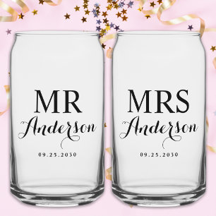 Mr & Mrs Modern Elegant Personnalisé Nom Date Mari