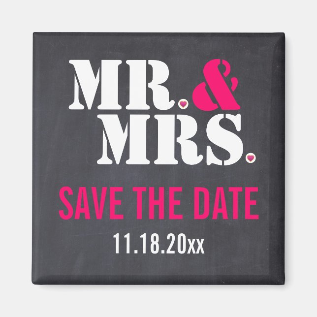 Mr. & Mrs. Modern typography wedding Save the Date Magnet (Front)