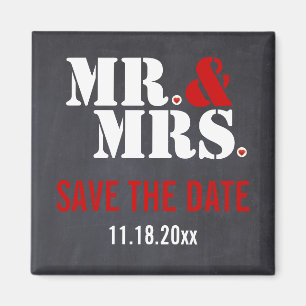Mr. & Mrs. Modern typography wedding Save the Date Magnet