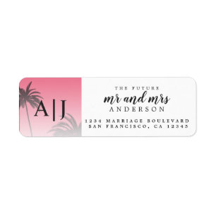 Mr Mrs Monogram Beach Wedding Return Address