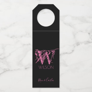 Mr. & Mrs. Monogram on Black Thank You Bottle Tag