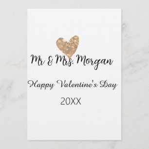 Mr & Mrs name happy Valentine's day gold heart Invitation