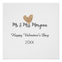 Mr & Mrs name happy Valentine's day gold heart 