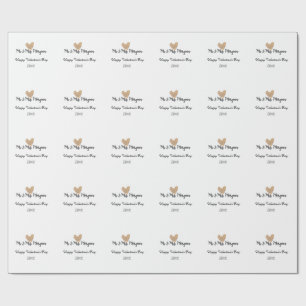 Mr & Mrs name happy Valentine's day gold heart Wrapping Paper
