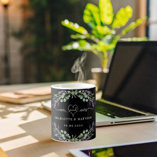 Mr mrs newly weds lavender black wedding coffee mug