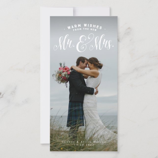 Mr. & Mrs. newlywed holiday photo card (Front)