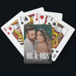 Mr & Mrs Newlyweds Photo Playing Cards<br><div class="desc">Modern Newlywed Photo Wedding Favour Playing Cards. Design featuring single photo and typography script mr&mrs in trendy lettering. Personalize further with a name.</div>