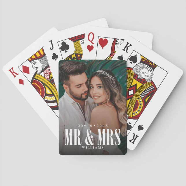 Mr & Mrs Newlyweds Photo Playing Cards (Back)