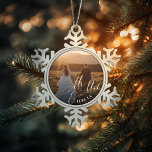 Mr. & Mrs. Newlyweds Photo Snowflake Pewter Christmas Ornament<br><div class="desc">First christmas gift for newly weds or your new spouse.  "Mr. & Mrs." script overlay on top of your photo.</div>