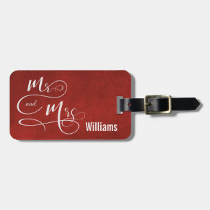 Mr. & Mrs. on red texture Luggage Tag