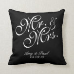 Mr.&Mrs.Personalized Black Throw Pillow<br><div class="desc">for couple</div>