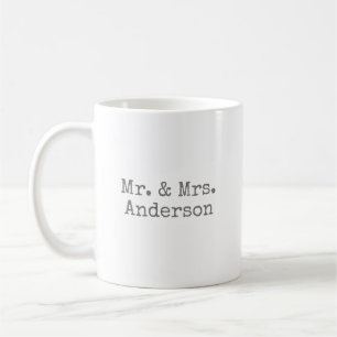 Mr. & Mrs. Personalized Minimalist Grey Coffee Mug