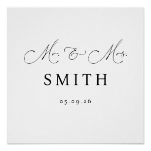Mr & Mrs Personalized Wedding Backdrop Banner Poster