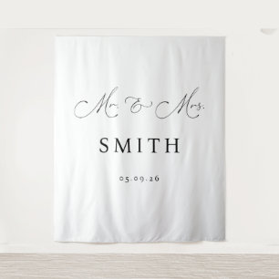 Mr & Mrs Personalized Wedding Backdrop Banner Tapestry