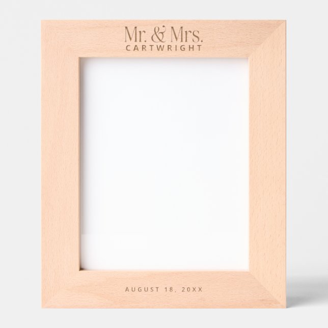 Mr Mrs Personalized Wedding Etched Frames (Front)