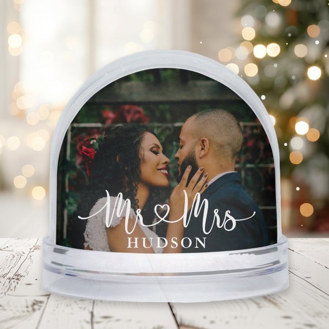 Mr & Mrs Personalized Wedding Photo Snowglobe (Creator Uploaded)