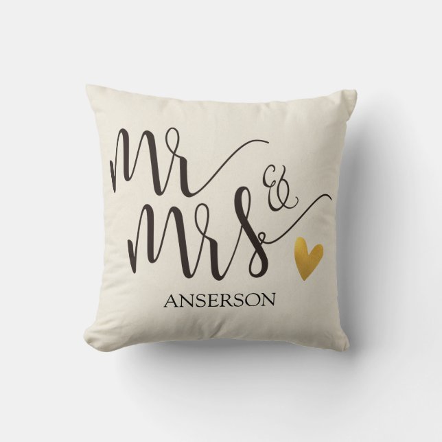 Mr.&Mrs. Personlized Throw Pillow (Front)