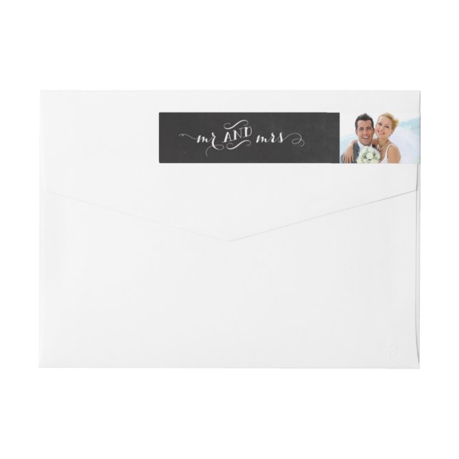 Mr & Mrs Photo Chalkboard Address Label (Back)