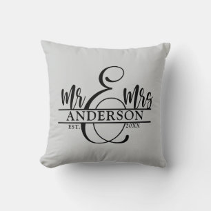  Mr & Mrs photo Throw Pillow