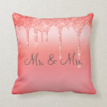 Mr. & Mrs Pretty Glitter Wedding Keepsake Elegant Throw Pillow<br><div class="desc">Beautiful satin-look glitter "Mr. & Mrs."I love you" pillow.  How pretty this would be on a bed or chase lounge in a bedroom.  One side is for the new Mr. and Mrs.  The other side has “I Love You” typography.</div>