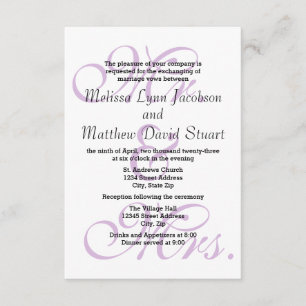 Mr. & Mrs. Purple - 3x5 Wedding & Reception Invite