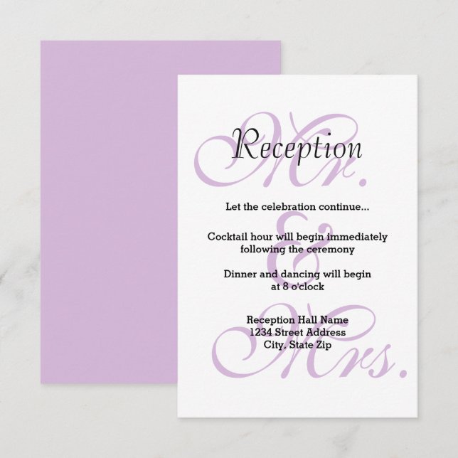 Mr. & Mrs. Purple - Reception Invitation (Front/Back)