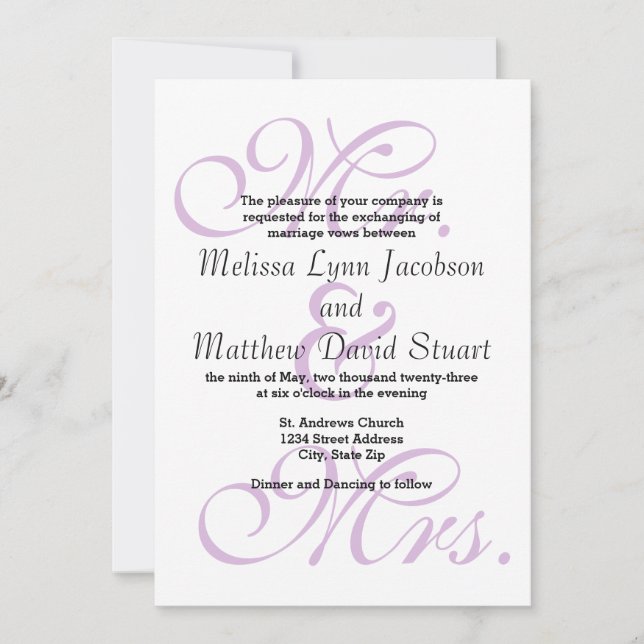 Mr. & Mrs. Purple - Wedding Invitation (Front)