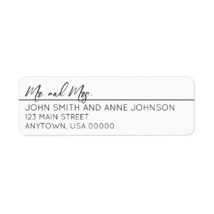 Mr & Mrs Return Address Label - Diff Last Names