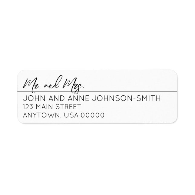 Mr & Mrs Return Address Label -  Hyphen Last Names (Front)