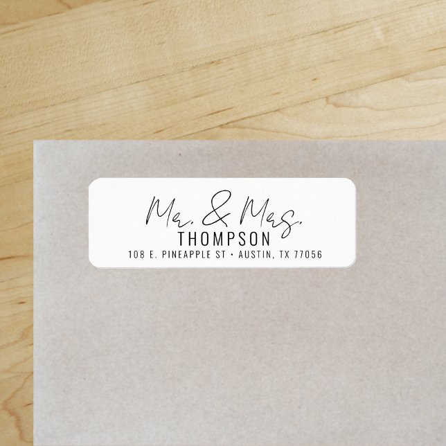  Mr Mrs Return Address Label Modern Chic ("Everyday is abundantly beautiful." 
Sincerely Best Wishes from Lucky Design World)