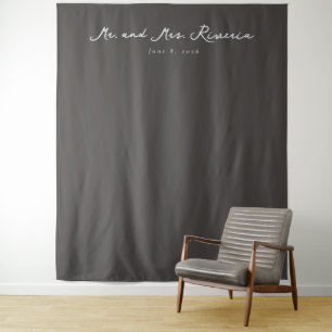 Mr. Mrs Riversea Elegant Dark Brown Minimalist Tapestry