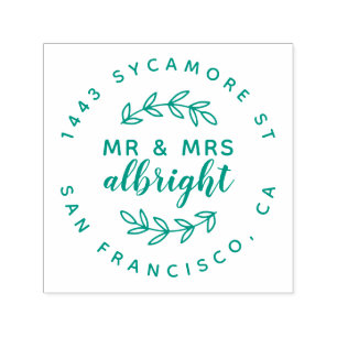 Mr & Mrs Rustic Married Couple Return Address Self-inking Stamp