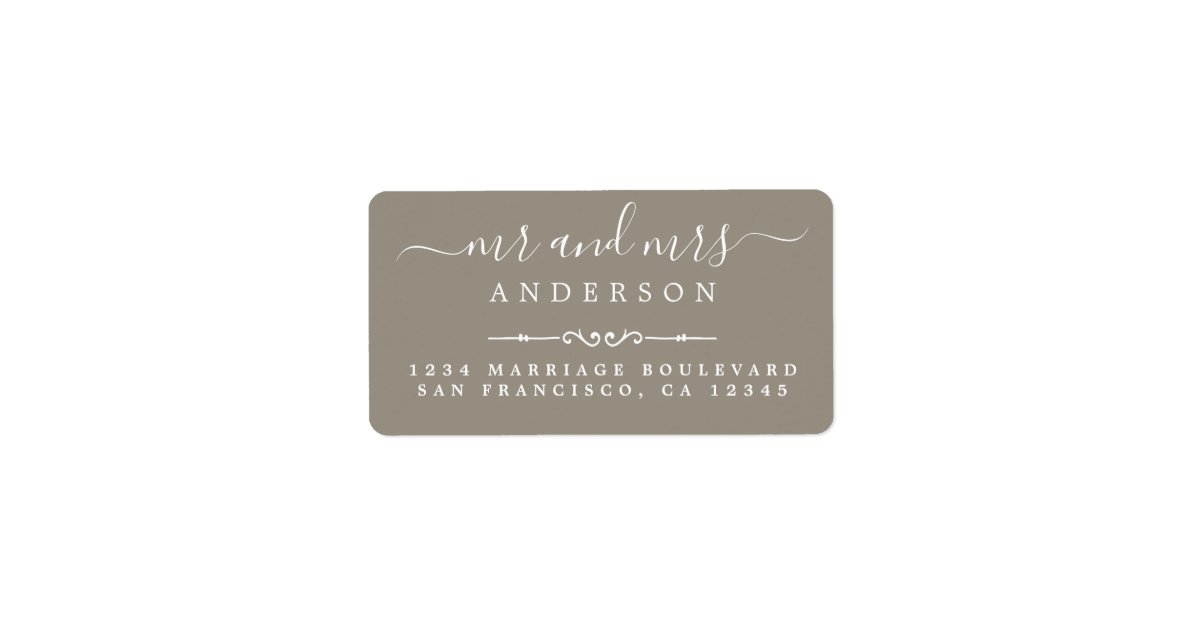 Mr Mrs Script Gray Wedding Return Address Label | Zazzle.ca