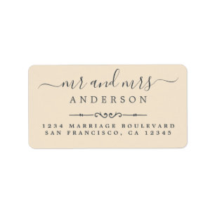 Mr Mrs Script Ivory Wedding Return Address Label