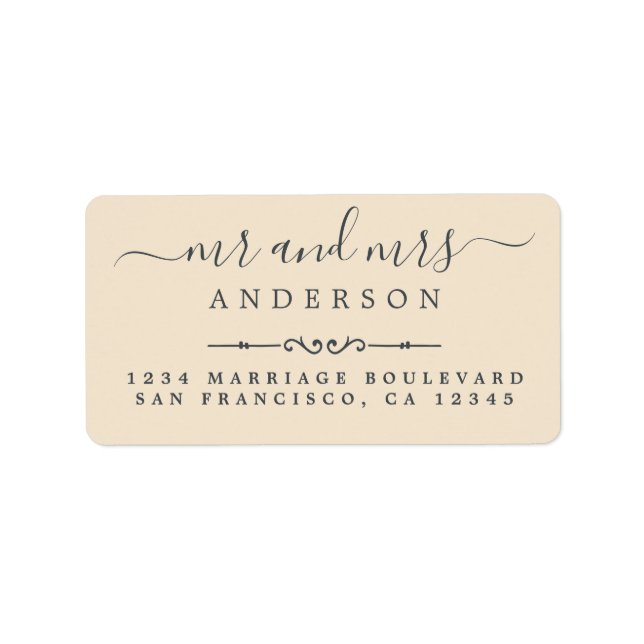 Mr Mrs Script Ivory Wedding Return Address Label (Front)