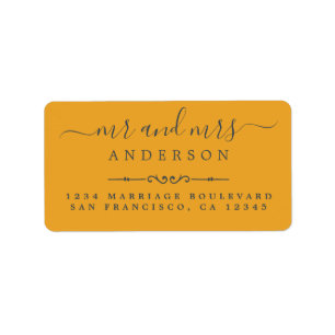 Mr Mrs Script Mellow Yellow Wedding Return Address Label