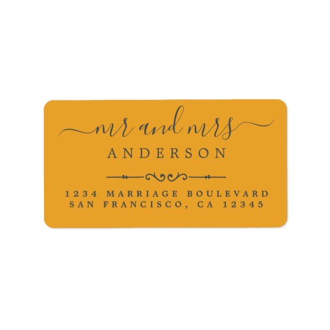 Mr Mrs Script Mellow Yellow Wedding Return Address Label (Front)