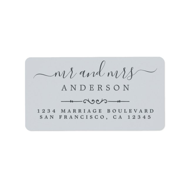 Mr Mrs Script Pastel Blue Wedding Return Address Label (Front)